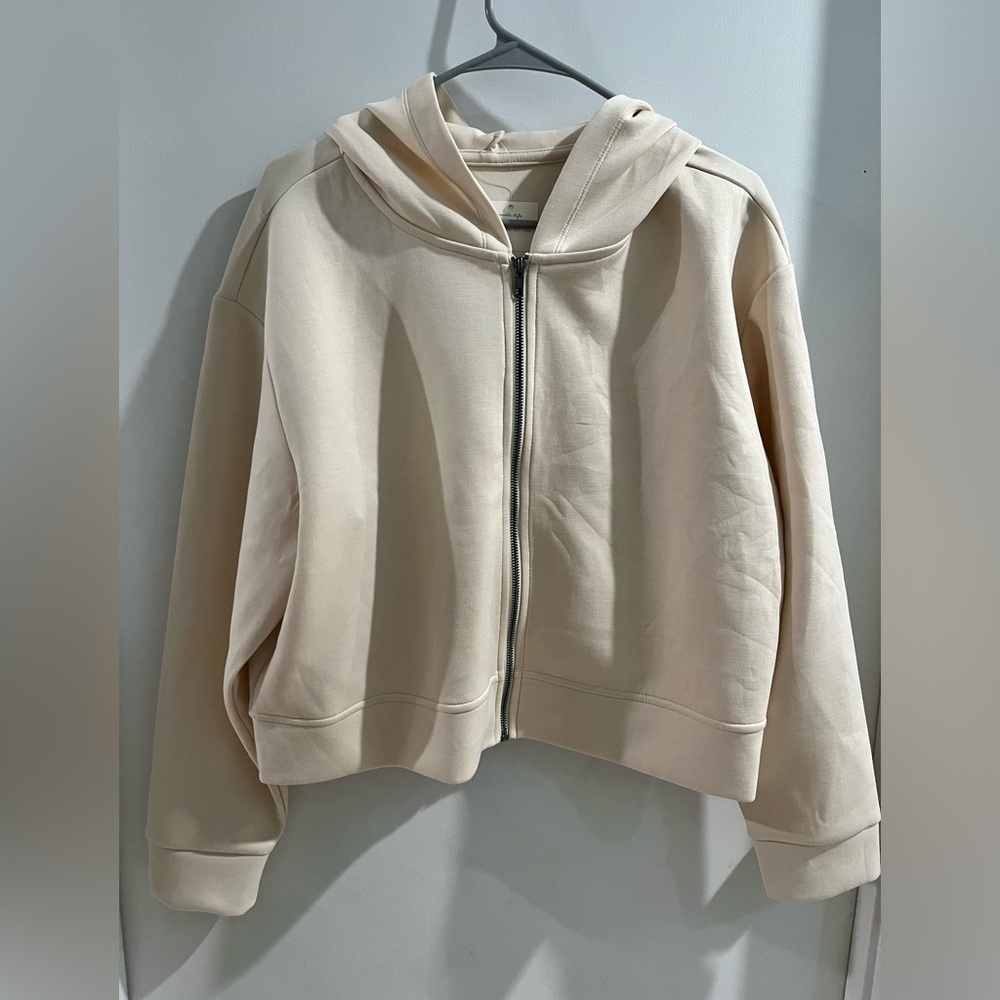 a new day Cream Cropped Zip-Up Bomber Hoodie, size XL, new!